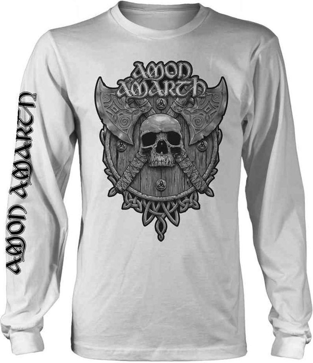 Amon Amarth Longsleeve shirt -M- Grey Skull Wit