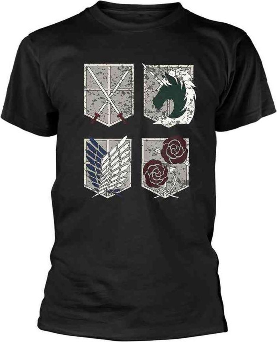 Attack On Titan Heren Tshirt -S- Shields Zwart