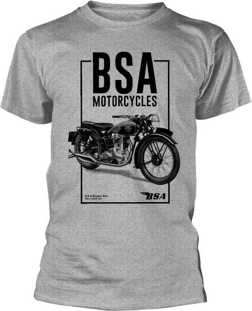 BSA Heren Tshirt -XL- BSA Motorcycles Tall Box Grijs