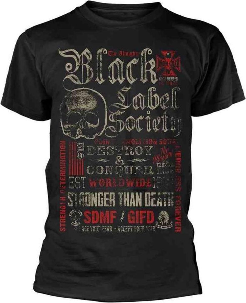 Black Label Society Heren Tshirt -L- Destroy & Conquer Zwart