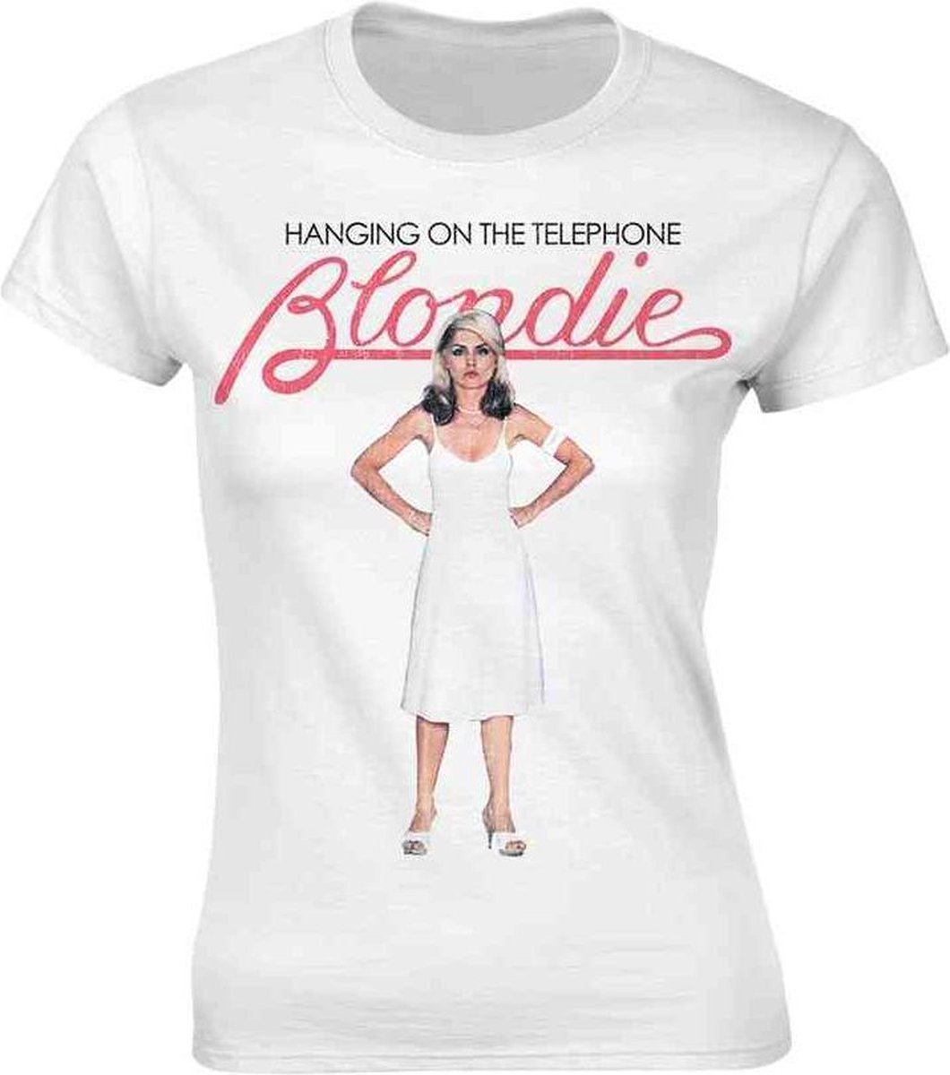 Blondie Dames Tshirt -S- Hanging On The Telephone Wit