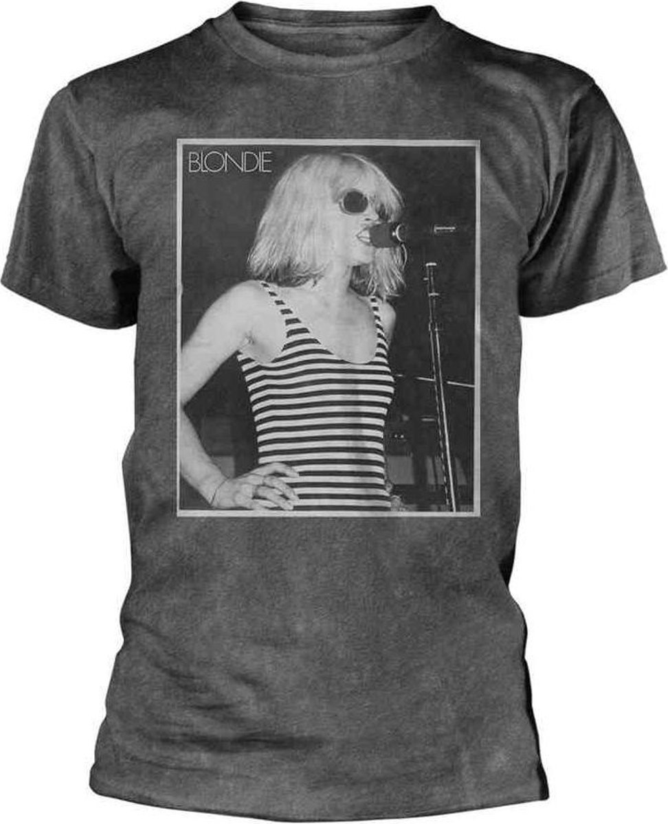 Blondie Heren Tshirt -S- Striped Singing Grijs