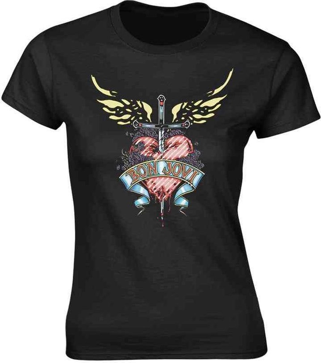 Bon Jovi Dames Tshirt -XXL- Heart & Dagger Zwart