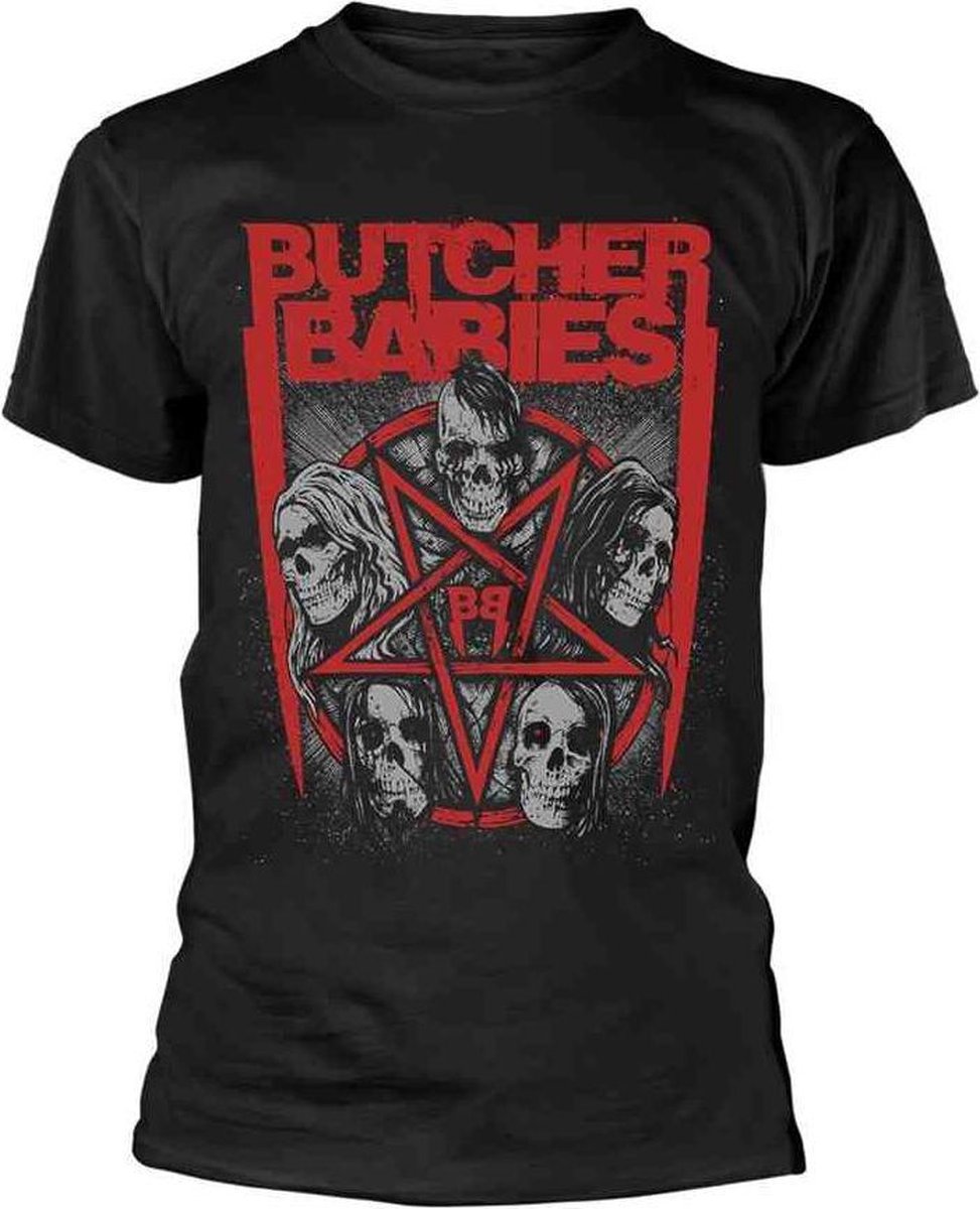 Butcher Babies Heren Tshirt -M- Starskull Zwart