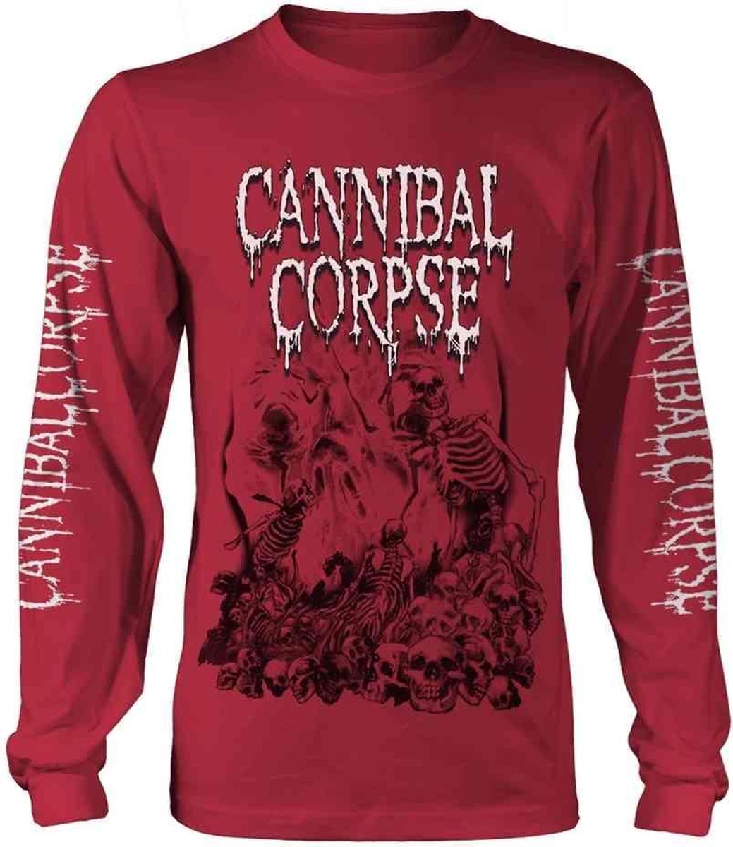 Cannibal Corpse Longsleeve shirt -M- Pile Of Skulls 2018 Rood