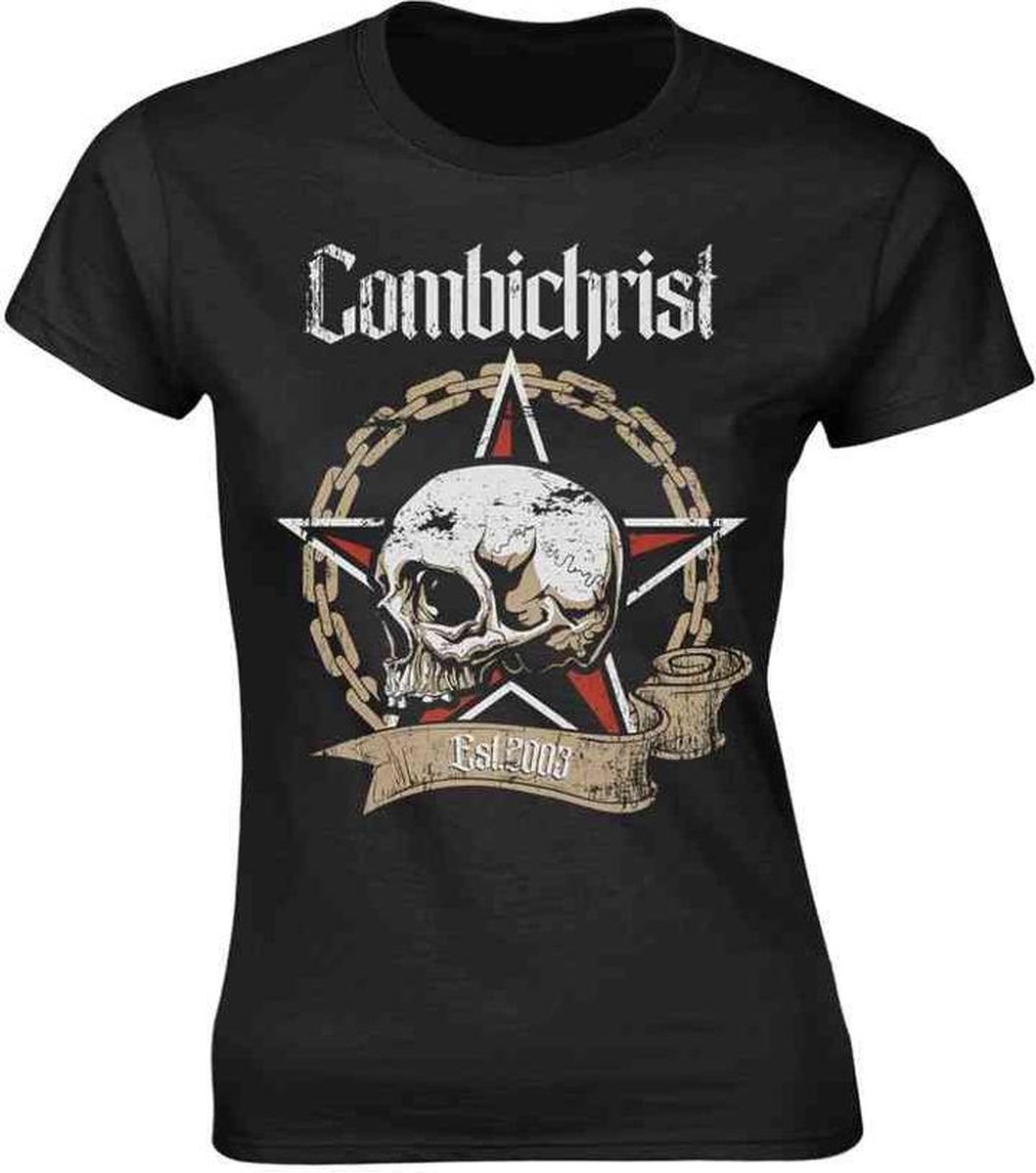 Combichrist Dames Tshirt -M- Skull Zwart