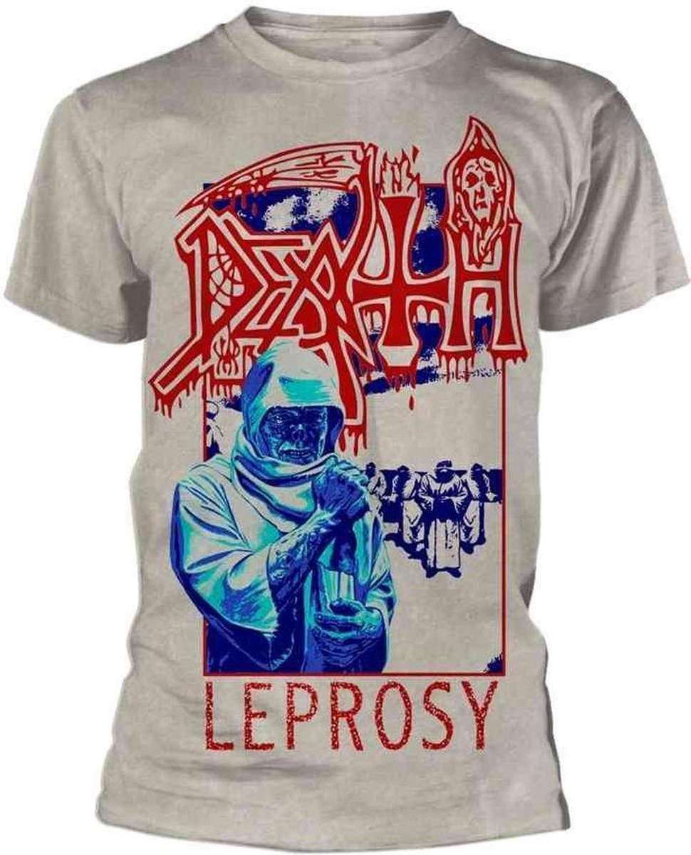 Death Heren Tshirt -S- Leprosy Blue & Red Creme