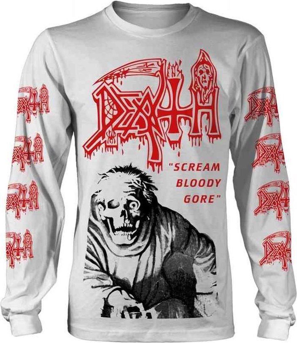 Death Longsleeve shirt -S- Scream Bloody Gore - Vintage Wash Wit