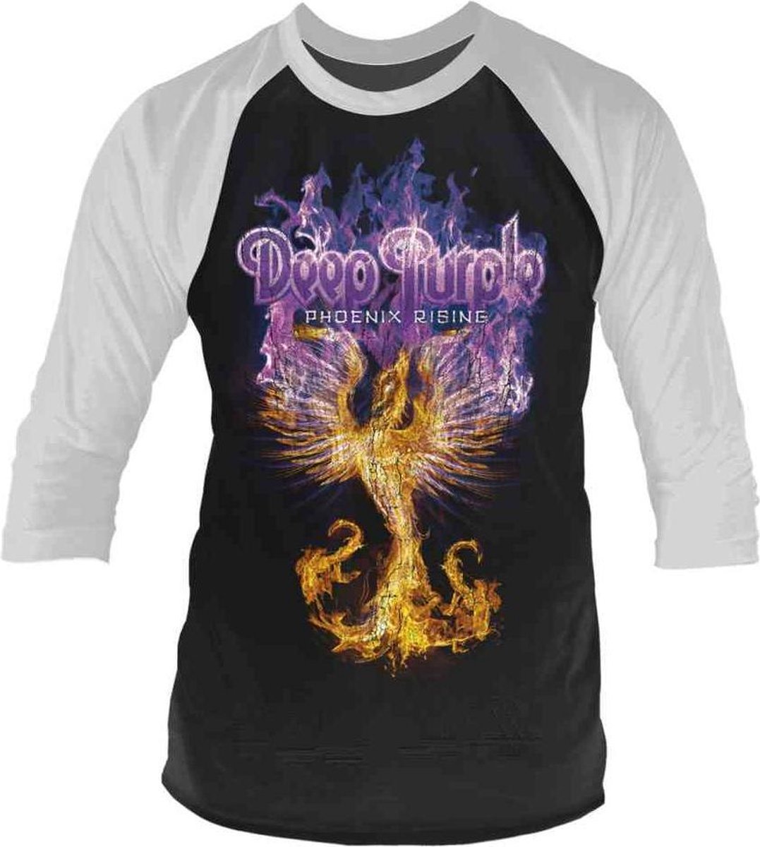 Deep Purple Raglan top -L- Phoenix Rising Zwart/Wit