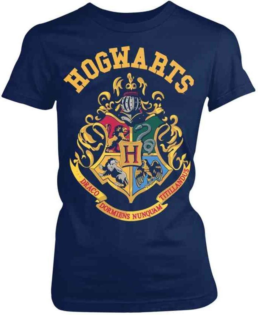 Harry Potter Dames Tshirt -S- Crest Blauw