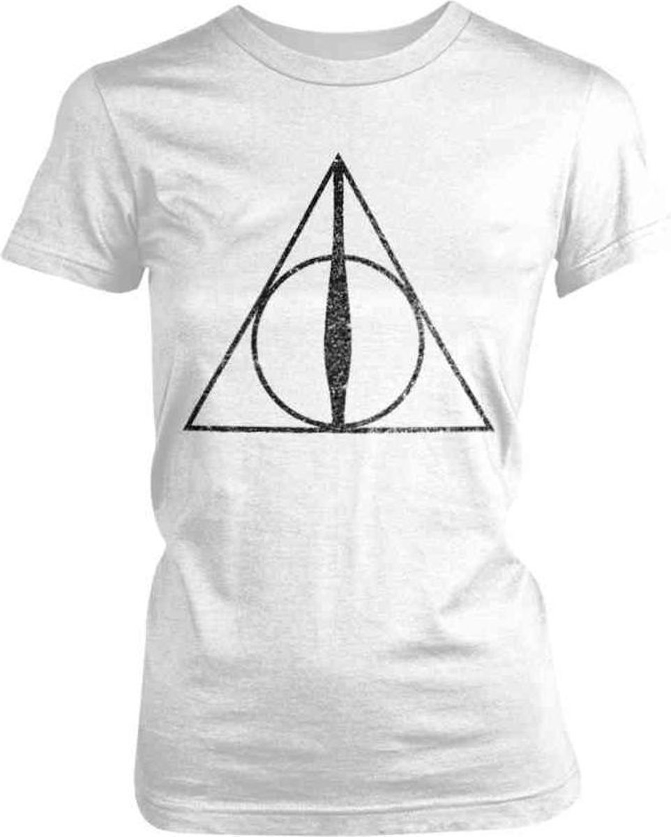 Harry Potter Dames Tshirt -XL- Deathly Hallows Symbol Wit