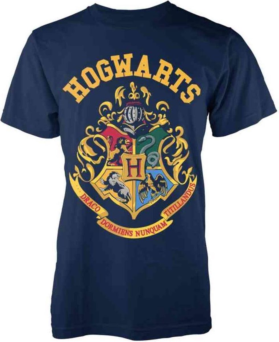 Harry Potter Heren Tshirt -M- Crest Blauw