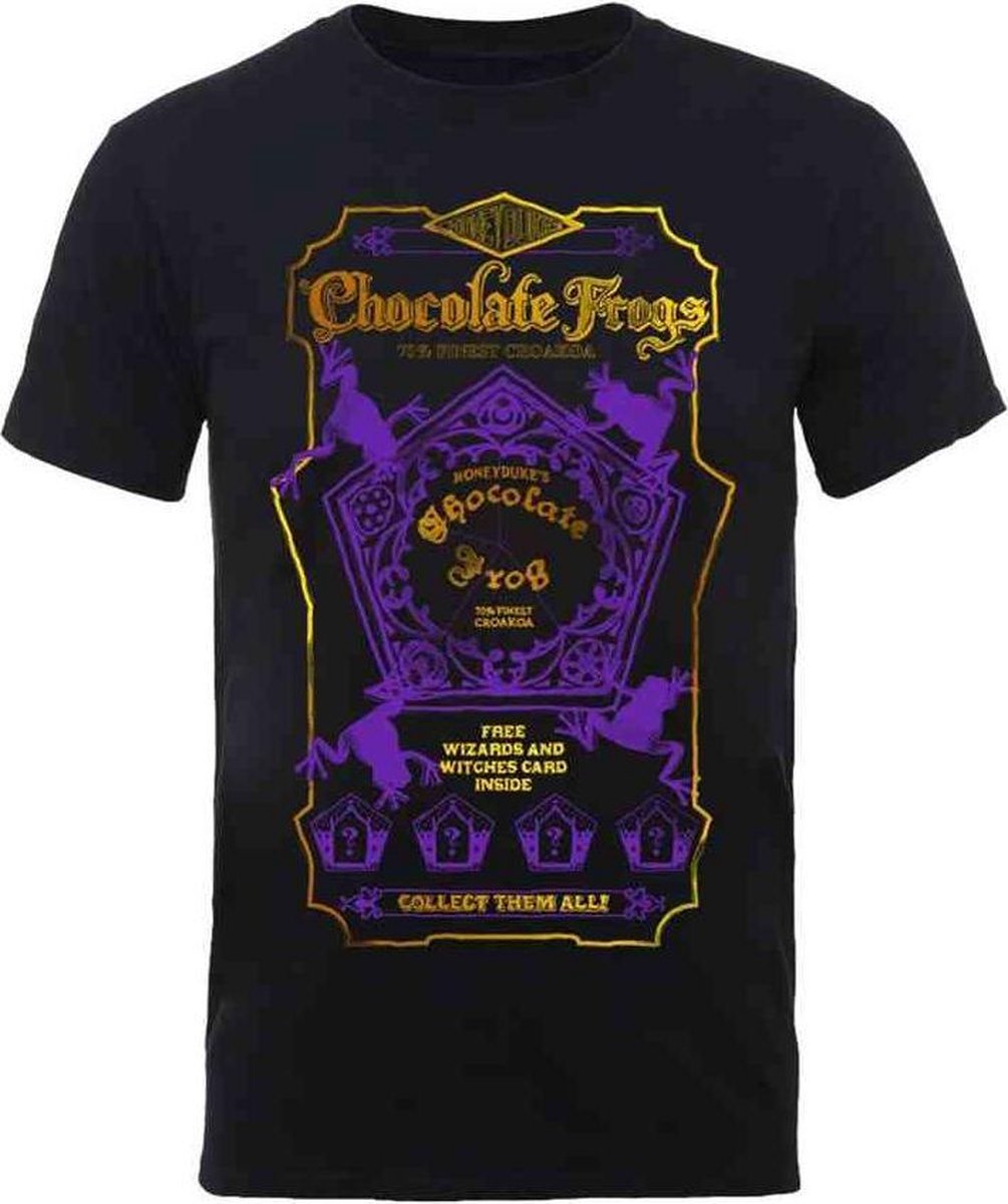 Harry Potter Unisex Tshirt -XL- CHOCOLATE FROGS Zwart