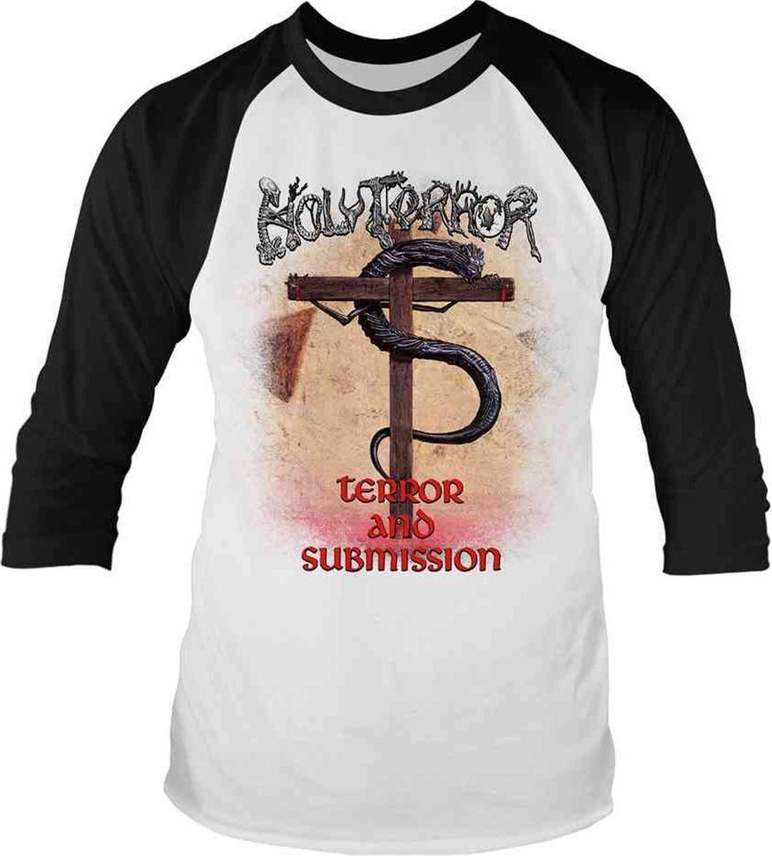 Holy Terror Raglan top -L- Terror And Submission Wit/Zwart