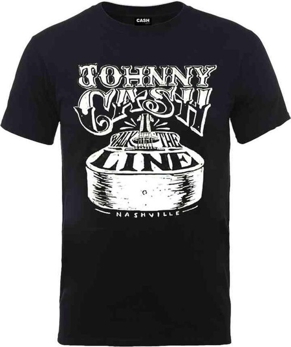 Johnny Cash Heren Tshirt -L- Walk The Line Zwart