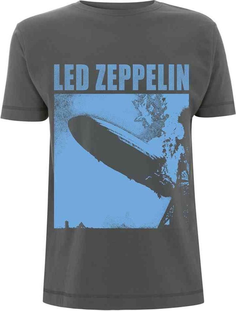 Led Zeppelin Heren Tshirt -L- LZ1 Blue Cover Grijs