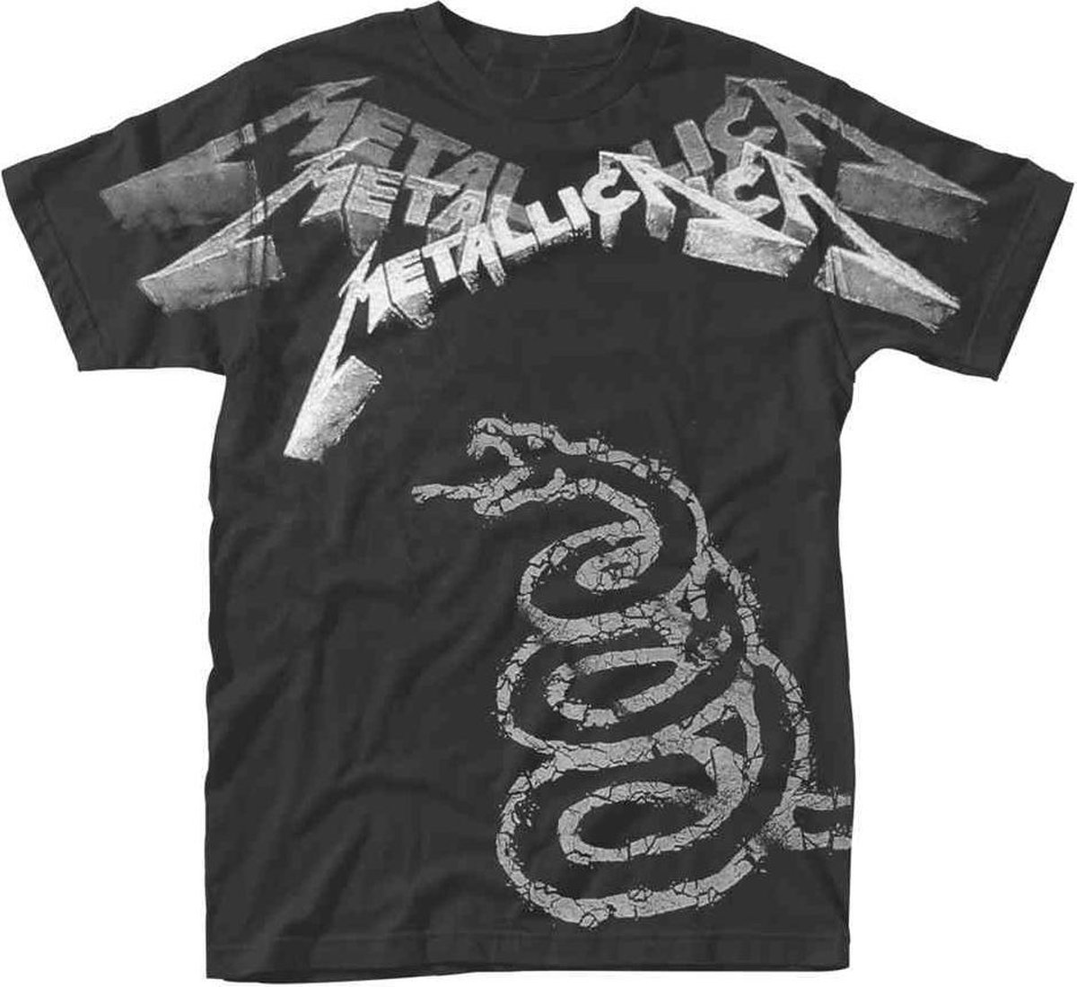 Metallica Heren Tshirt -M- Black Album Faded Zwart