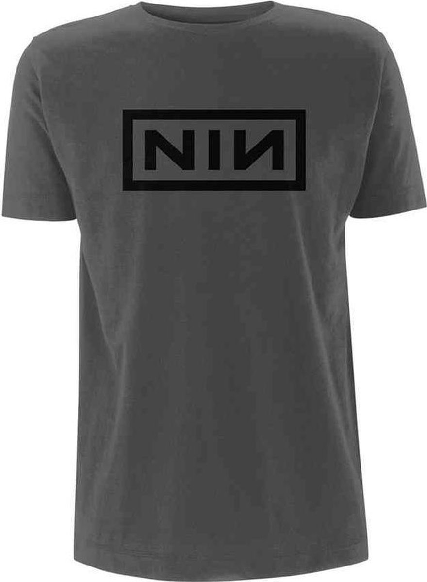 Nine Inch Nails Heren Tshirt -M- Classic Black Logo Grijs