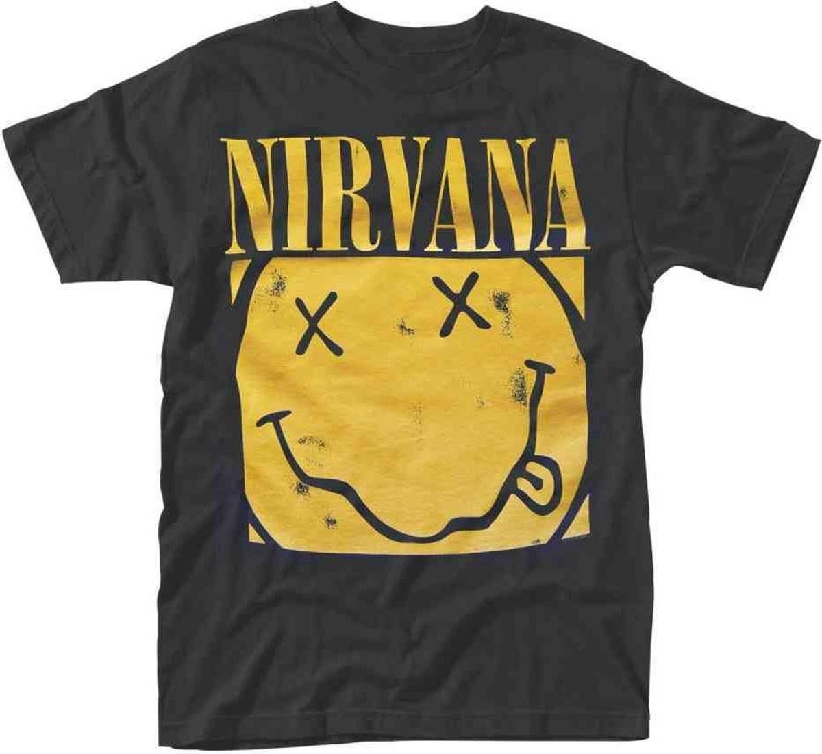 Nirvana Heren Tshirt -M- Box Smiley Zwart