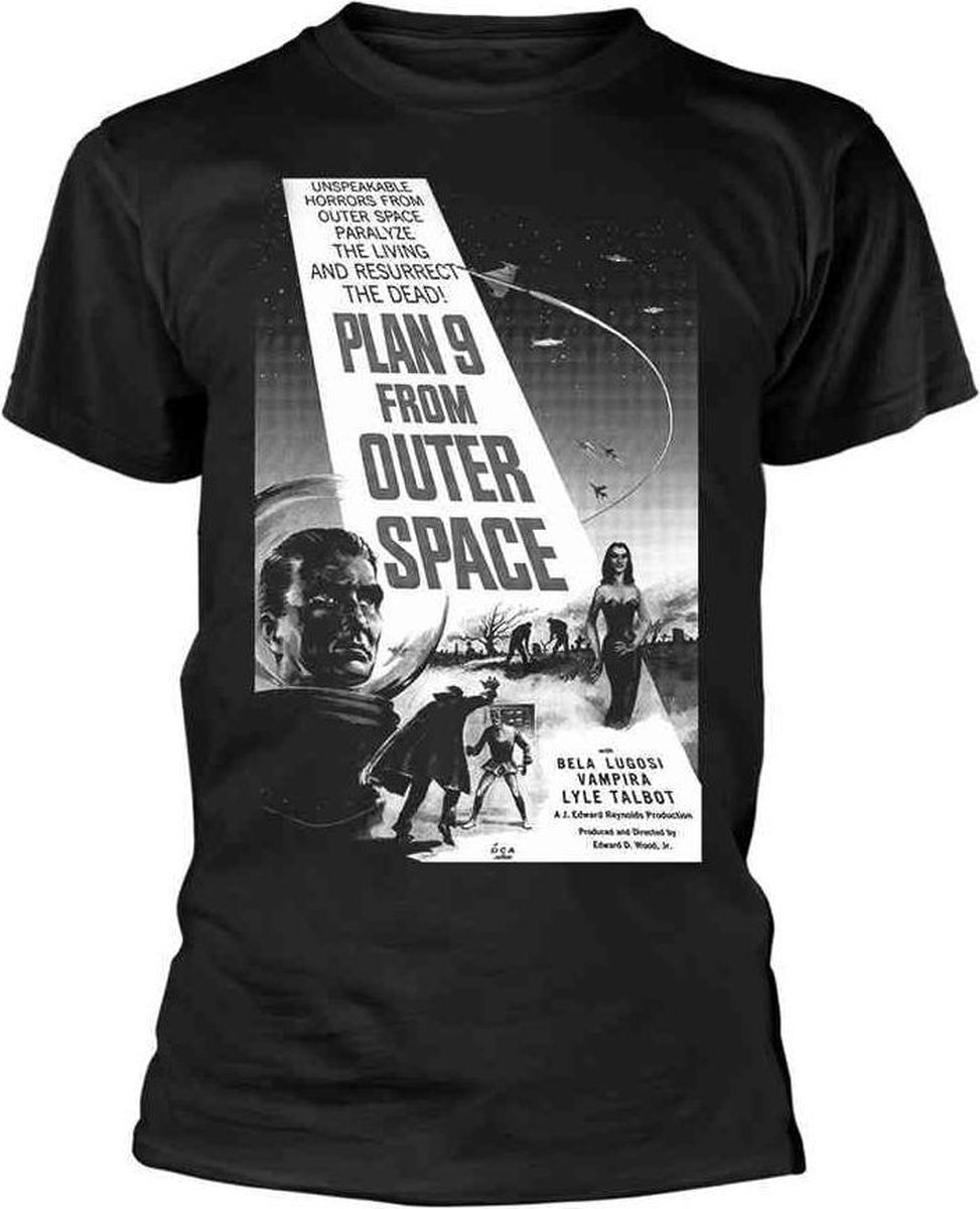 Plan 9 Plan 9 From Outer Space Unisex Tshirt -XL- PLAN 9 FROM OUTER SPACE - POSTER (BLACK AND WHITE) Zwart