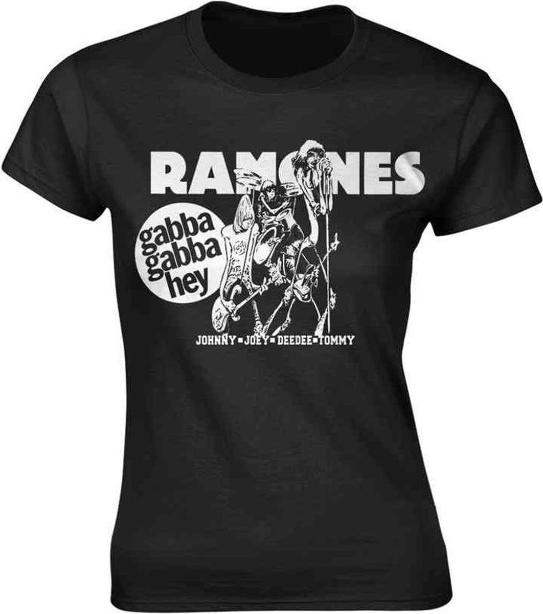 Ramones Dames Tshirt -XL- Gabba Gabba Hey Cartoon Zwart