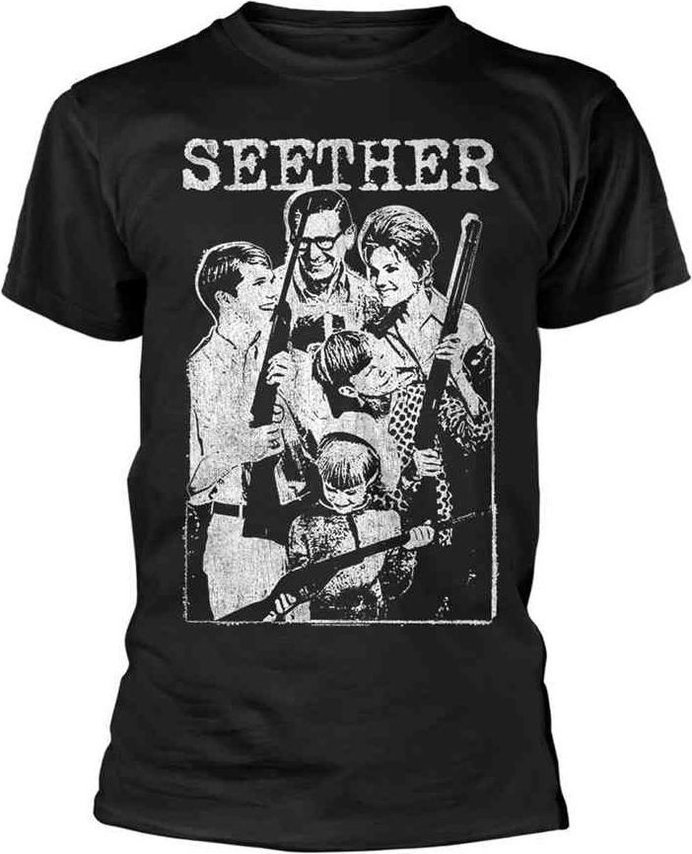 Seether Heren Tshirt -L- Happy Family Zwart