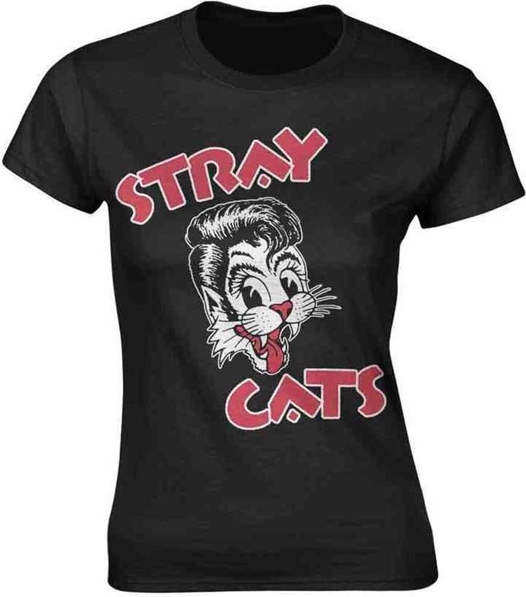 Stray Cats Dames Tshirt -L- Cat Logo Zwart