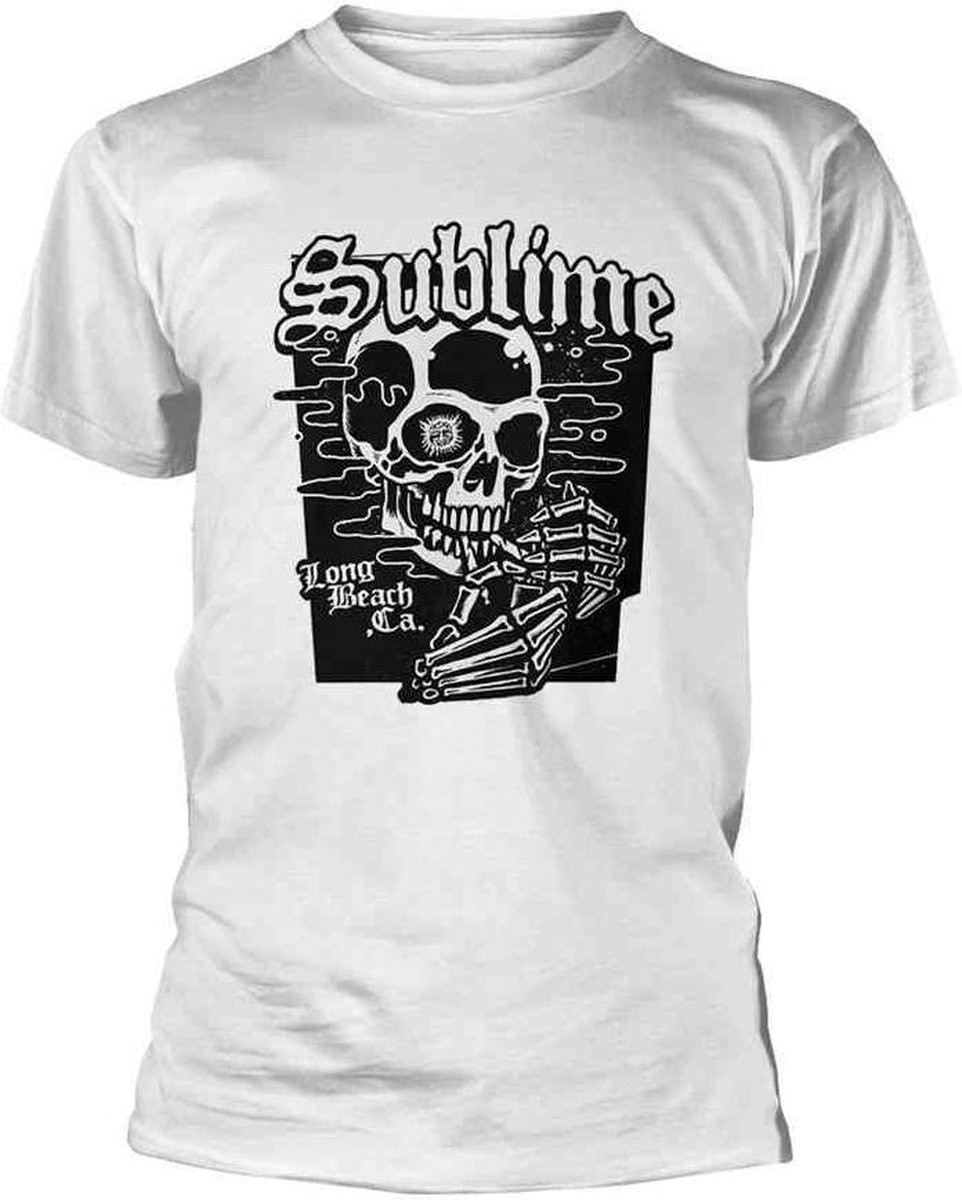 Sublime Heren Tshirt -M- Black Skull Wit