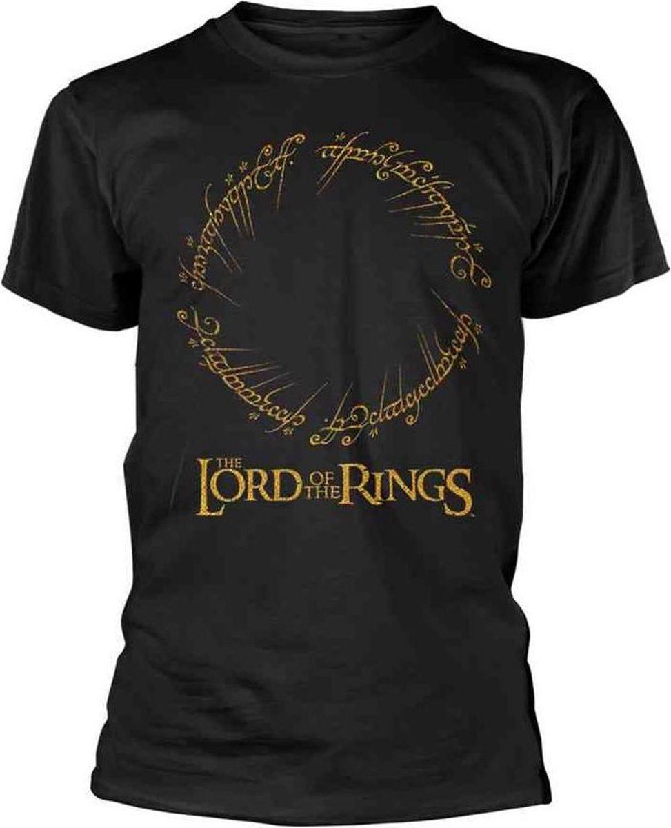 The Lord of the Rings Heren Tshirt -XL- Ring Inscription Gold Zwart