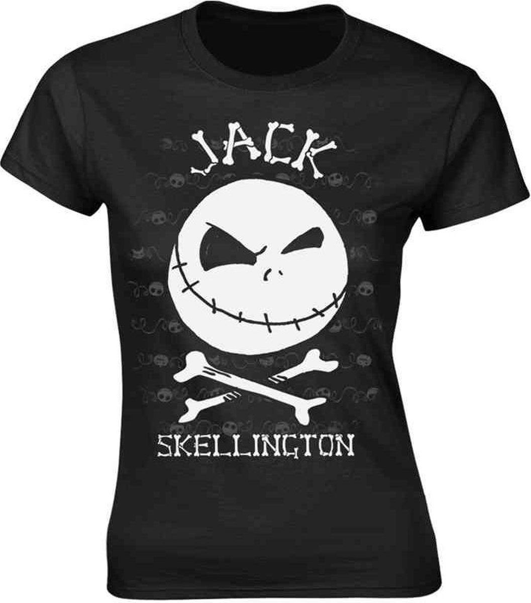 The Nightmare Before Christmas Dames Tshirt -M- Jack Face Zwart