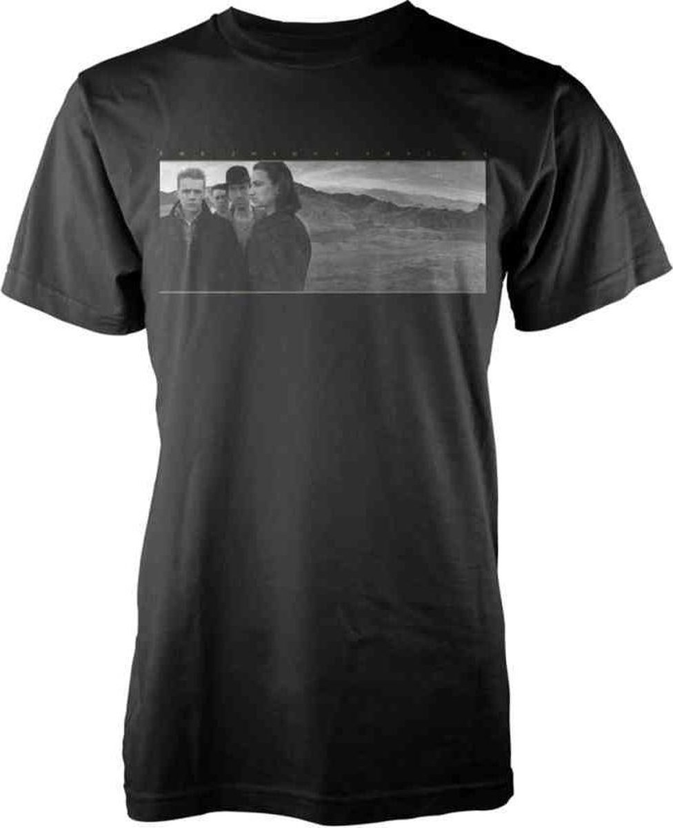 U2 Heren Tshirt -S- Joshua Tree Metallic Print Zwart