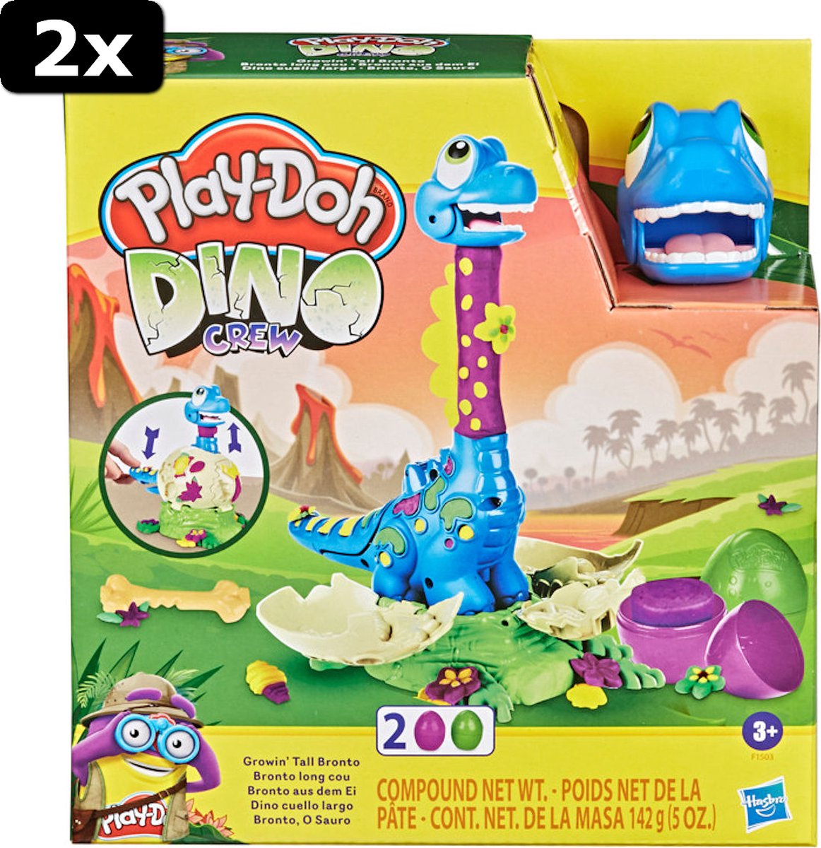 2x Play-Doh Dino Crew Langnek Bronto