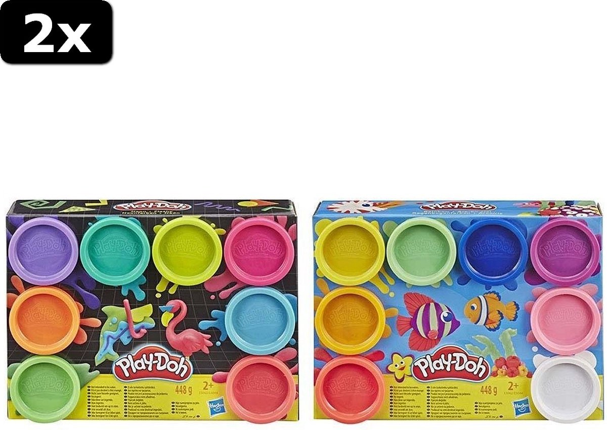 2x Play-Doh Regenboog Kleuren 8 Potjes Klei