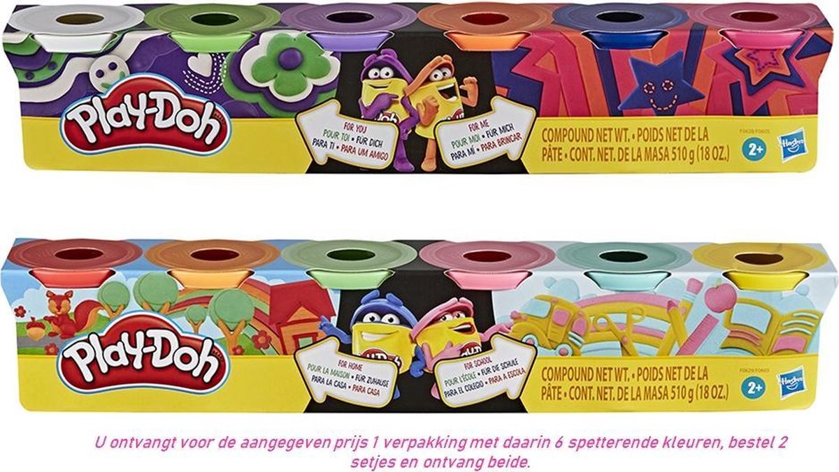 Play-Doh Split And Share Pack - 6 potjes - Unieke kleuren - 510 Gram