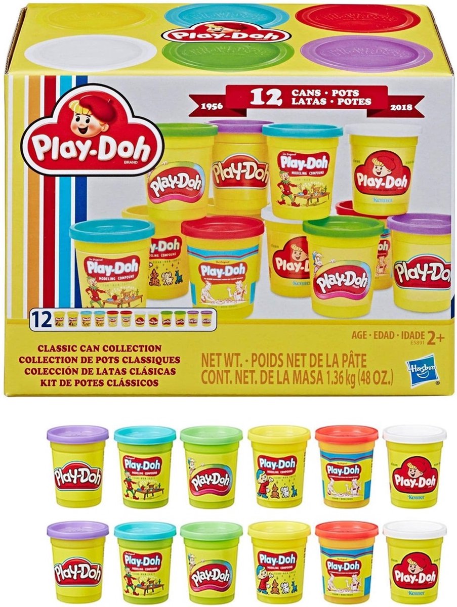 Play Doh potjes klei 12 delig - Classic Can Collection - Retro set