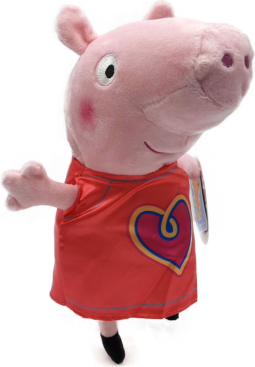 Peppa Pig - Rood Met Roze Hartje - Pluche Knuffel - 31 cm