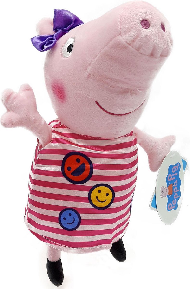 Peppa Pig - Roze Streepjes - Pluche Knuffel - 31 cm