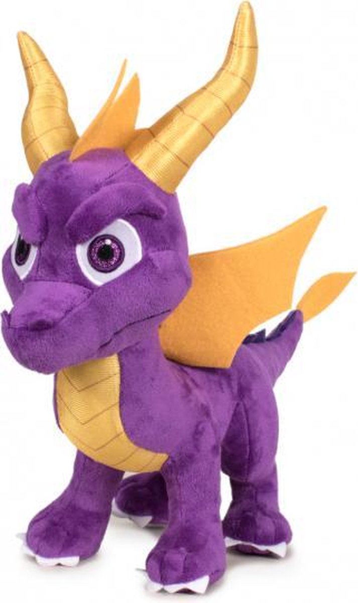 knuffel Spyro junior 30 cm polyester paars/geel