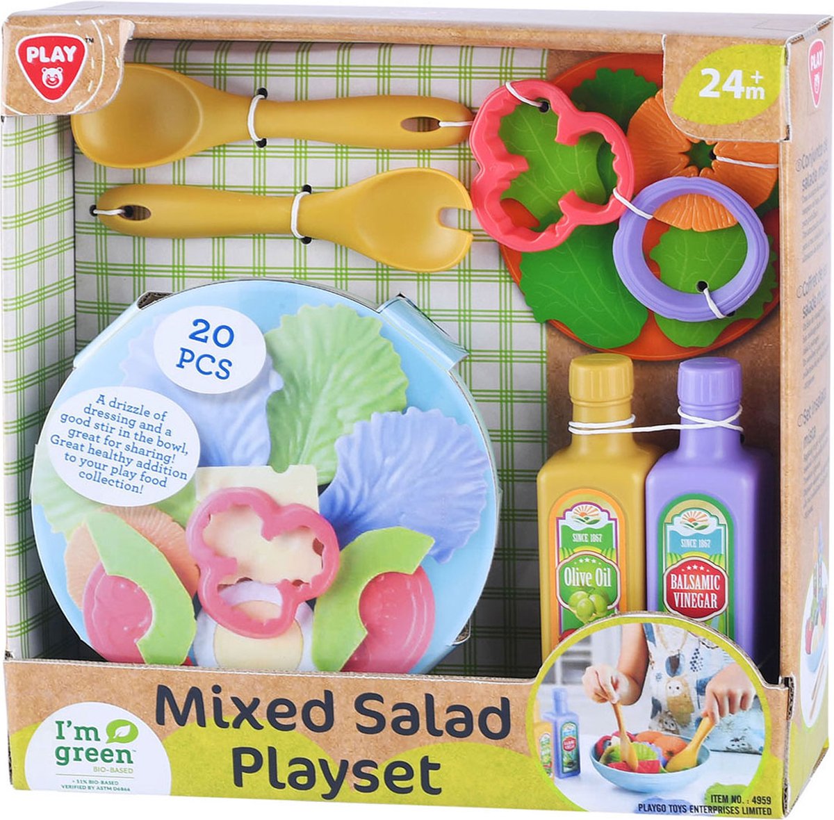   salade speelset biologisch plastic 20-delig kinderspeelgoed.