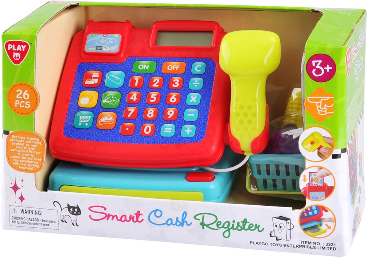   speelgoedkassa met accessoires - interactieve kassa speelset 26-delig.
