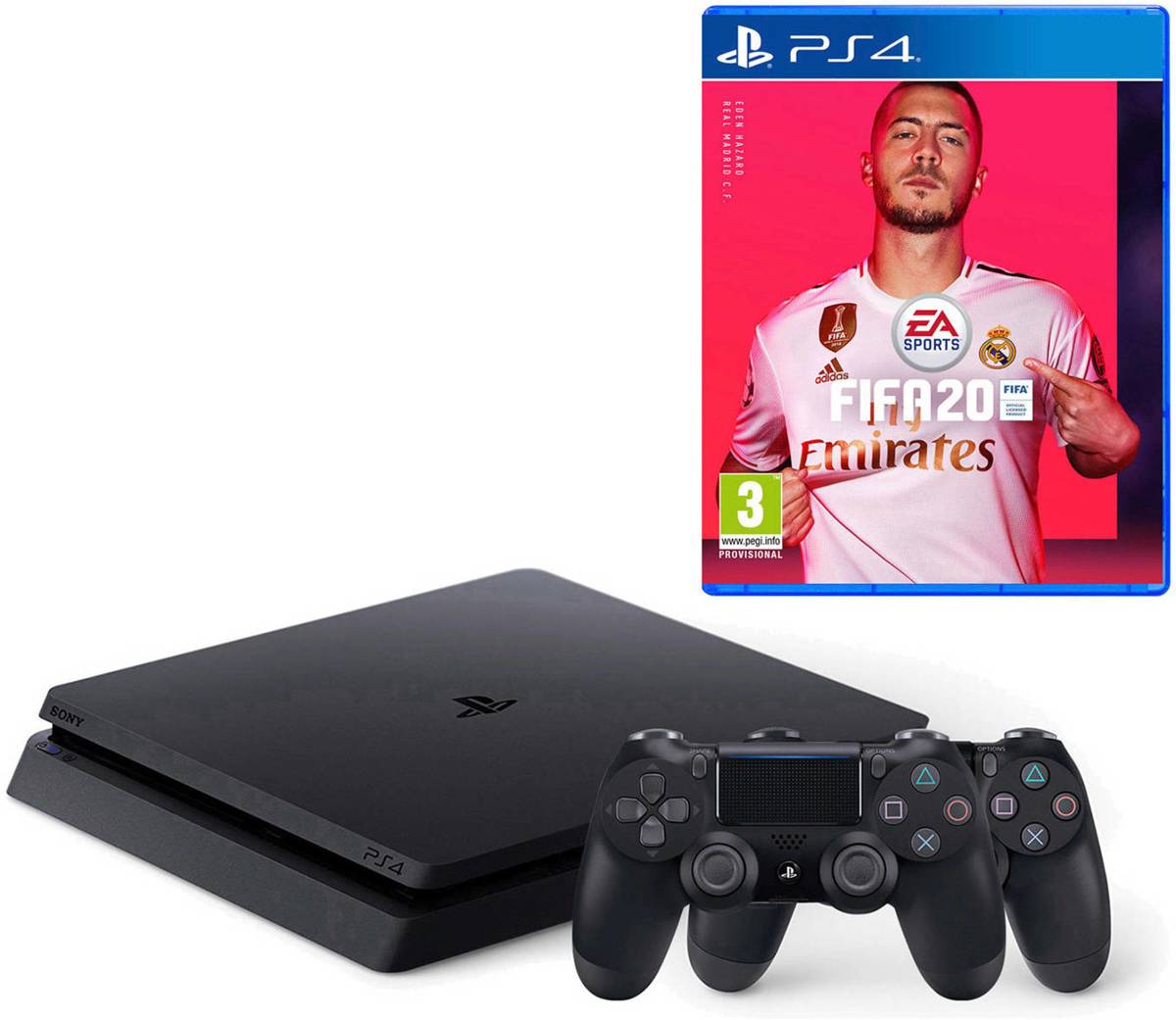 Playsation 4 Wit Met Fifa 20 - 500 GB - 2Controllers