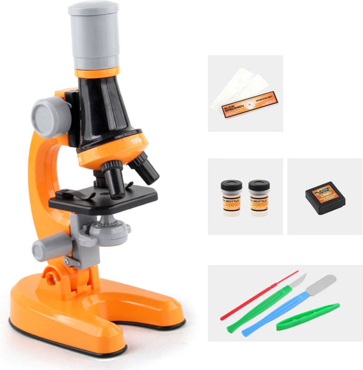 Playaz Biologische Kindermicroscoop - Microscoop - Laboratorium Equipment - Educatief - Oranje