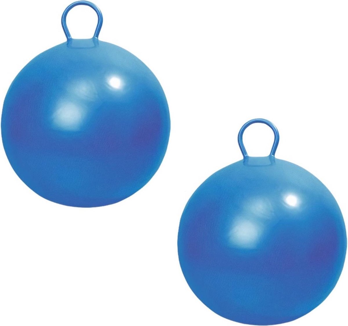 2x stuks blauwe skippybal 45 cm buitenspeelgoed voor kinderen - Geschikt voor 2-4 jaar - Kinderspeelgoed springballen