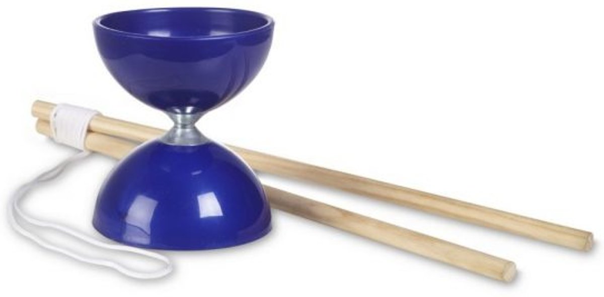 Playfun Diabolo Met Houten Stokken 12 X 10 Cm Blauw