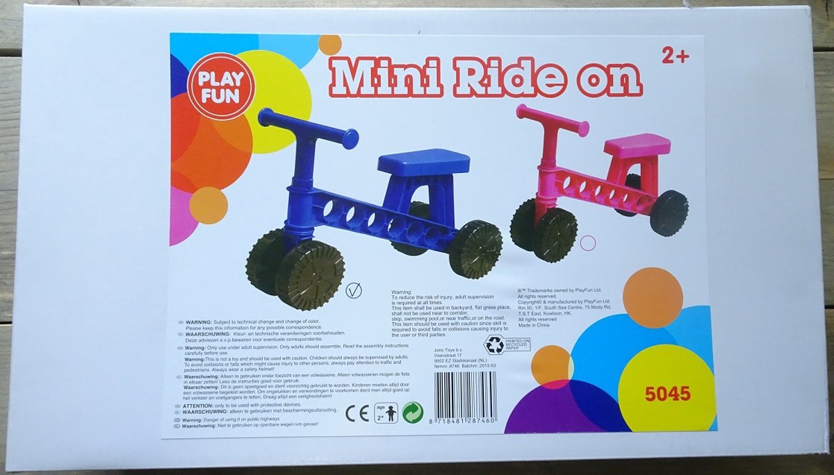 Playfun Loopfiets - Mini Ride On Blauw- 2+