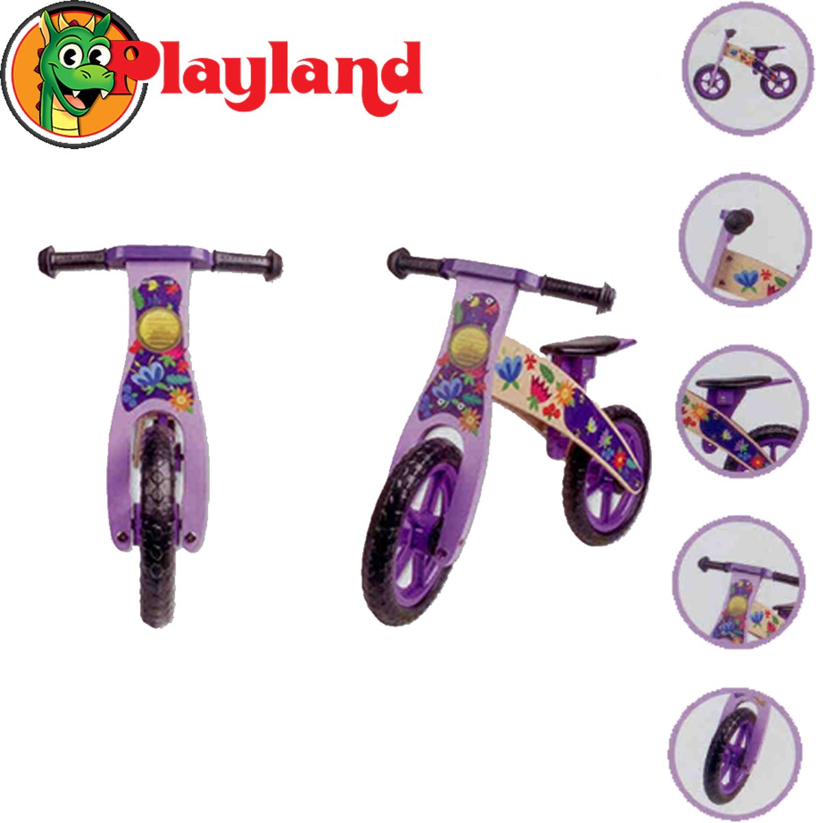 Playland Houten Loopfiets Meisjes - Paars