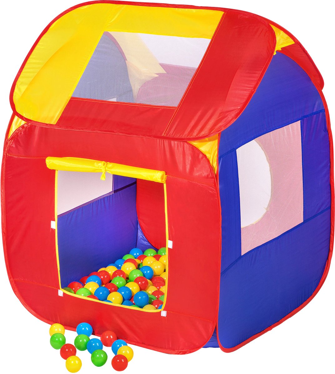 Playm® Mini Ballenbak Met 200 Ballen - Speeltent - Voor Kinderen - Spel Tent - Kleurrijk - Jongens & Meisjes - Afneembaar Dak