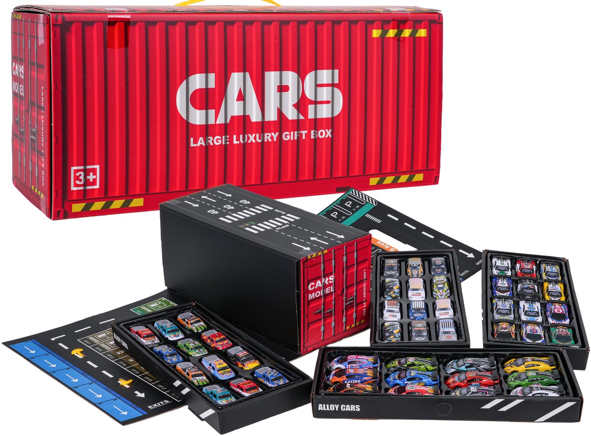  ® - Autogarage XL - met 48 Autos - 36 x 16 x 75 cm - Rollenspel - Speelgoedvoertuig - Speelgoed Auto - Sinterklaas