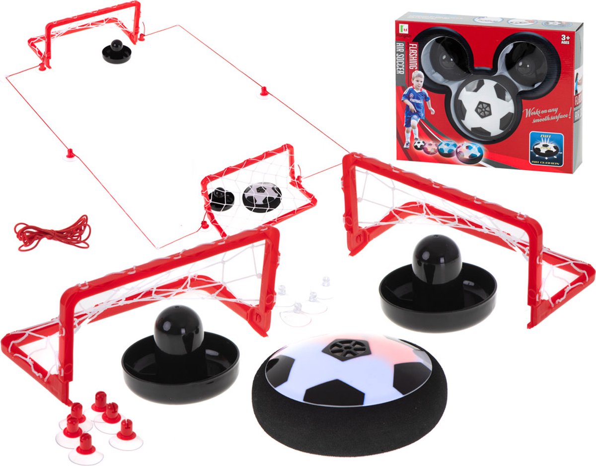  ® - Flying Hoverball - Airhockey - inclusief Doeltjes - voor op Tafel - met Licht - Speelgoed - Binnen Speelgoed - Zwevende Bal - Binnen Voetbal