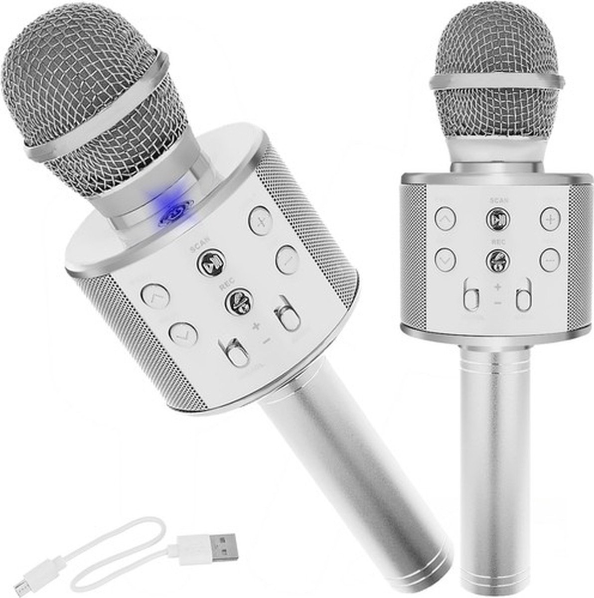  ® - Karaoke   - Zilver - Draadloos - Bluetooth - met Stemvervormer - Kinderen en Volwassenen - Speaker - Karaoke Set